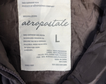 Aeropostale Brown Hooded Down Puffer Vest