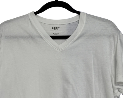 DKNY Men's White Classic V-Neck Cotton T-Shirt