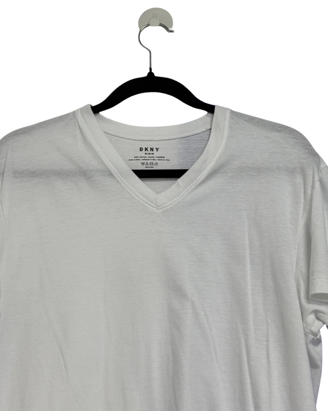 DKNY Men's White Classic V-Neck Cotton T-Shirt
