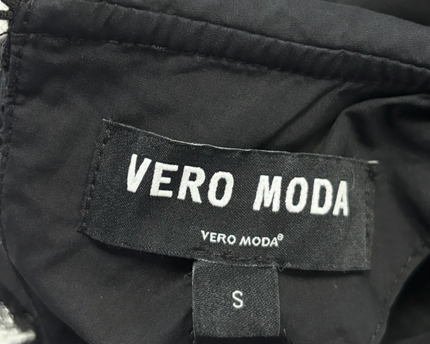 Vero Moda Black Ulrica Houndstooth Panel Tiered Mini Dress