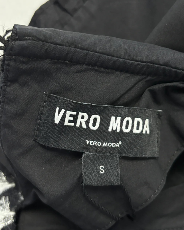 Vero Moda Black Ulrica Houndstooth Panel Tiered Mini Dress