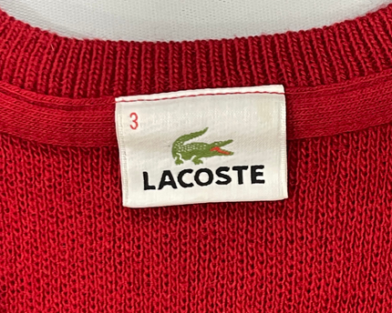 Lacoste Red V-Neck Knit Sweater
