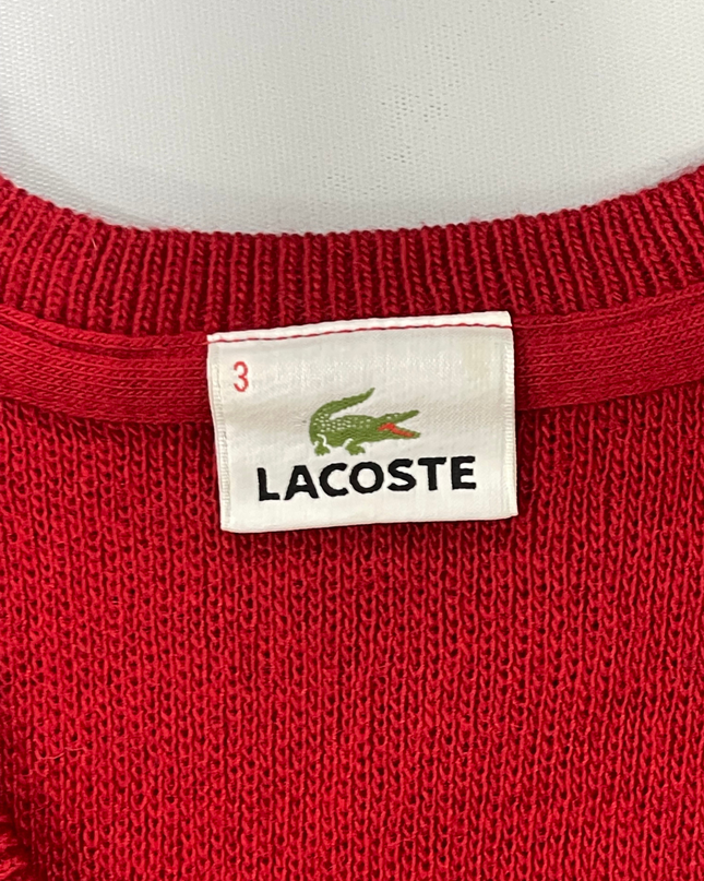 Lacoste Red V-Neck Knit Sweater