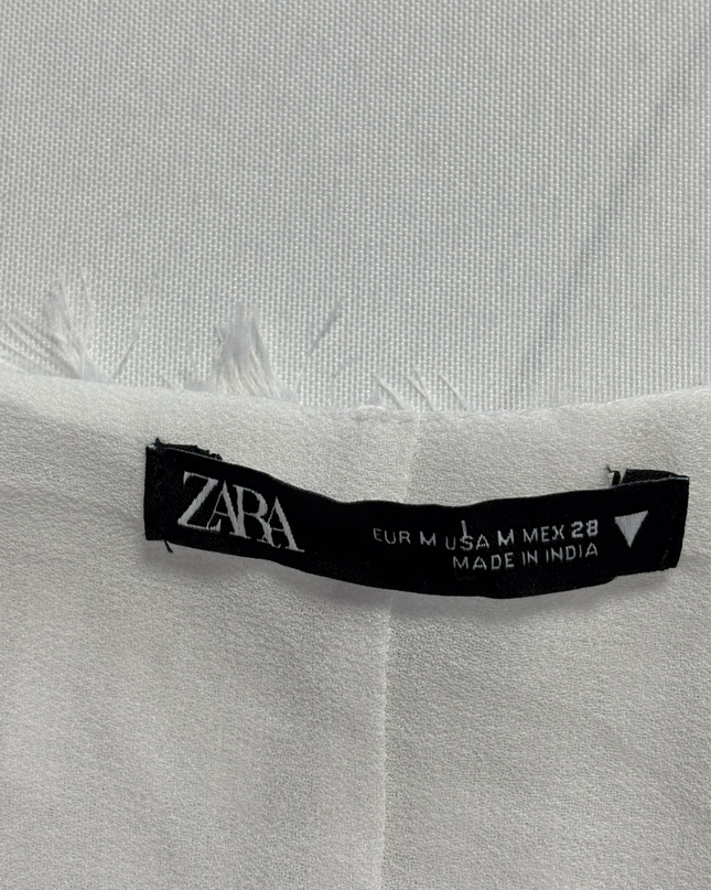 Zara White Embroidered Tiered Midi Dress