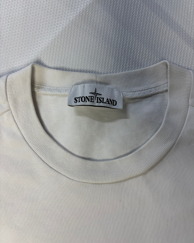Stone Island White Long Sleeve Crewneck Sweatshirt