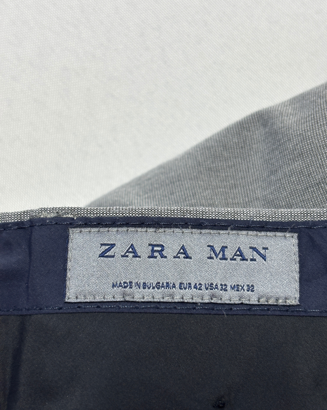 Zara Man Grey Slim Fit Tapered Dress Pants