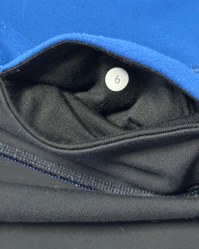 Lululemon Black Low Rise Leggings with Blue Accents