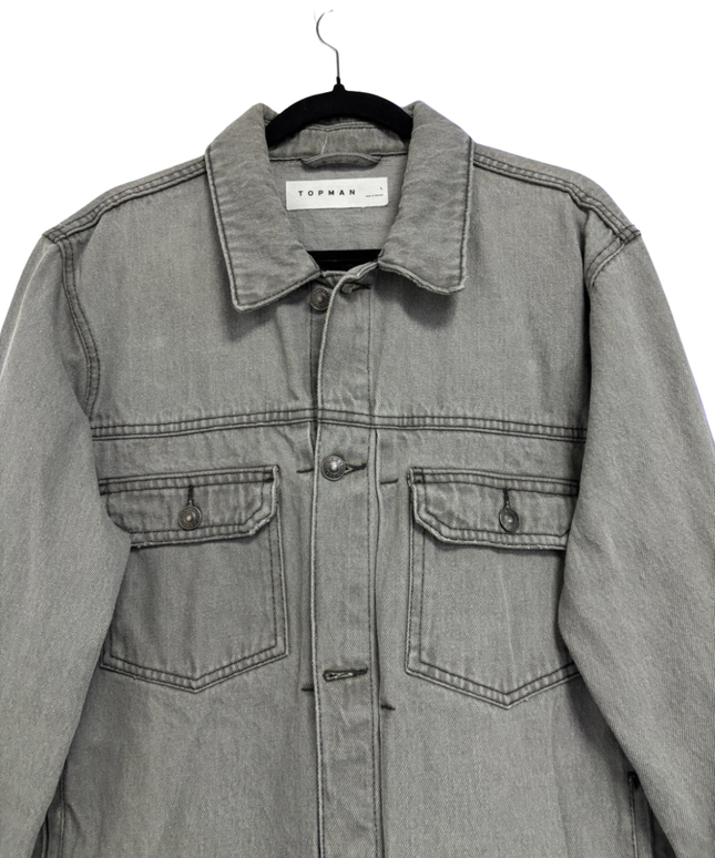 Topman Grey Cotton Denim Jacket