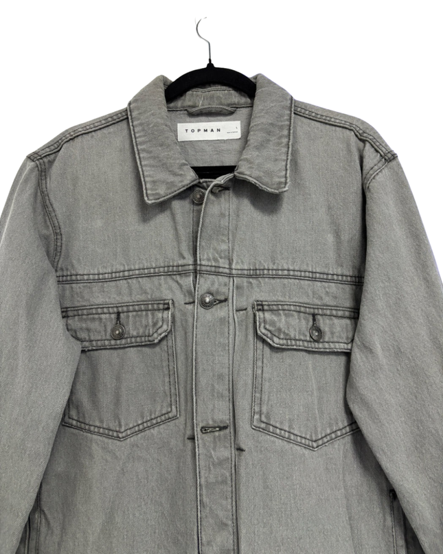Topman Grey Cotton Denim Jacket