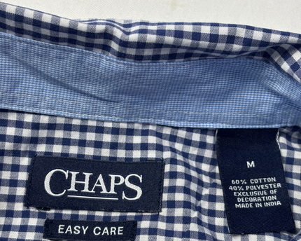 Chaps Navy Blue & White Gingham Button-Down Shirt