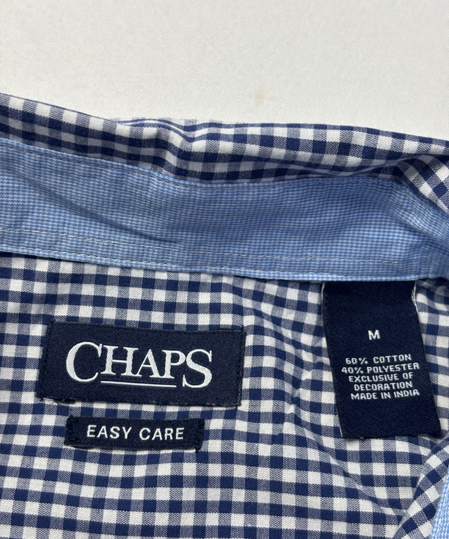 Chaps Navy Blue & White Gingham Button-Down Shirt