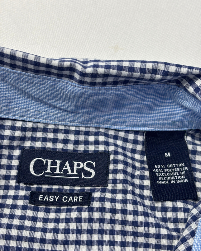 Chaps Navy Blue & White Gingham Button-Down Shirt