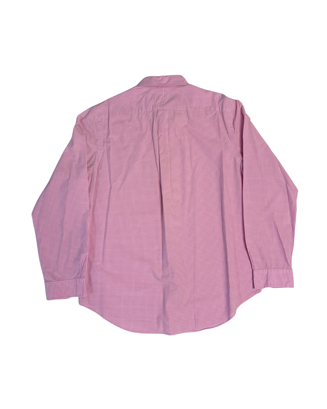 Ralph Lauren Pink Gingham Polo Player Long Sleeve Shirt
