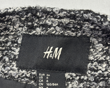 H&M Black and White Bouclé Moto Style Jacket