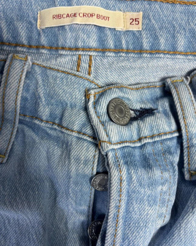 Levi's Light Blue Ribcage Premium High Rise Denim Shorts