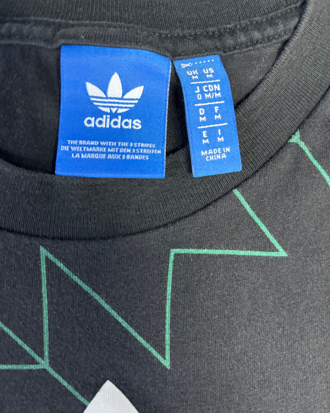 Adidas Black Graphic Trefoil Zig-Zag Print Tee