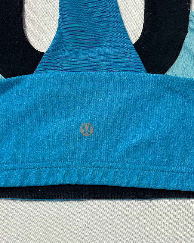 Lululemon Blue and Black Racerback Activewear Sports Bra