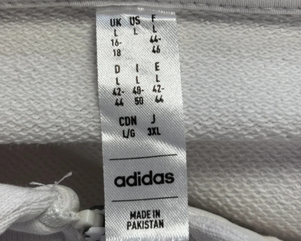 Adidas White 3-Stripes Zip-Up Hoodie