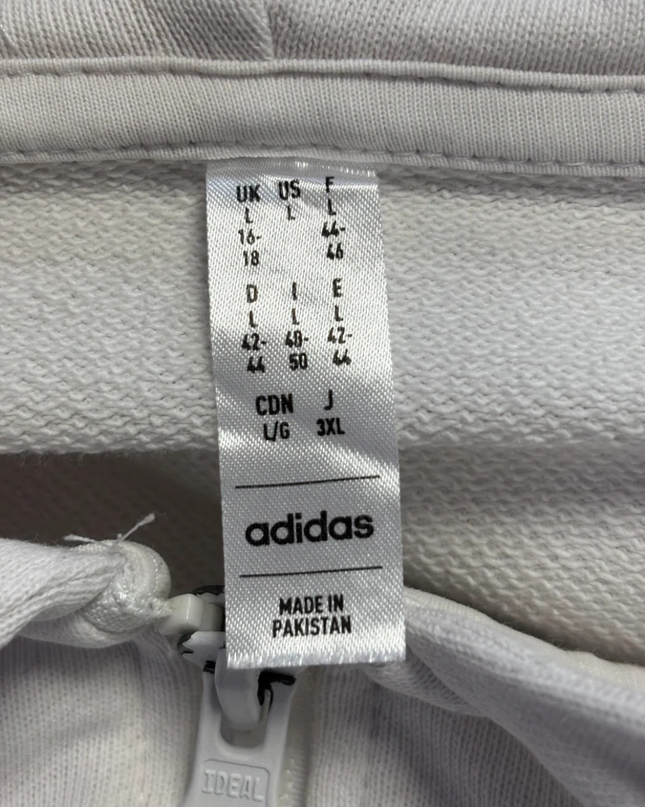 Adidas White 3-Stripes Zip-Up Hoodie