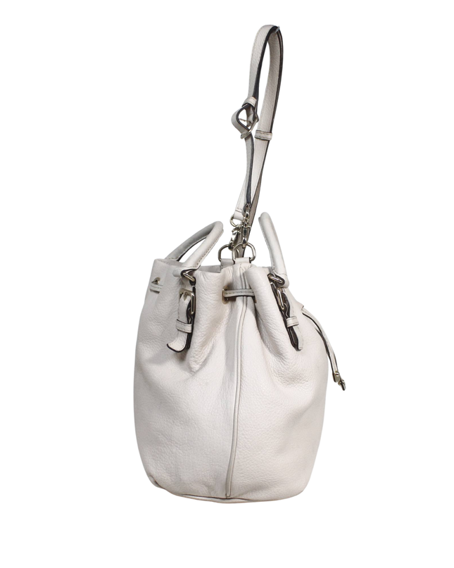 Kate Spade Off-white Pebbled Leather Drawstring Bucket Bag