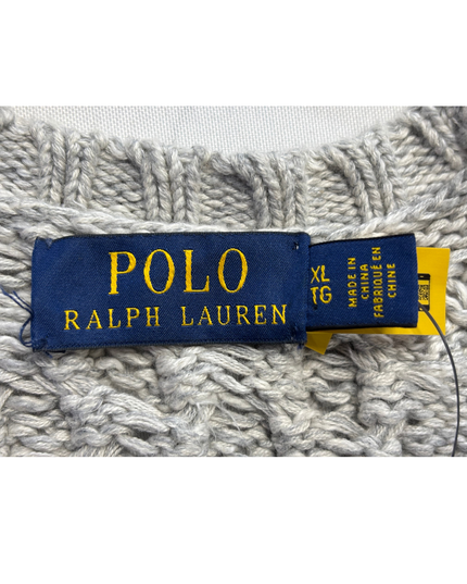 Polo Ralph Lauren Grey American Flag Cable-Knit Sweater | With Tags