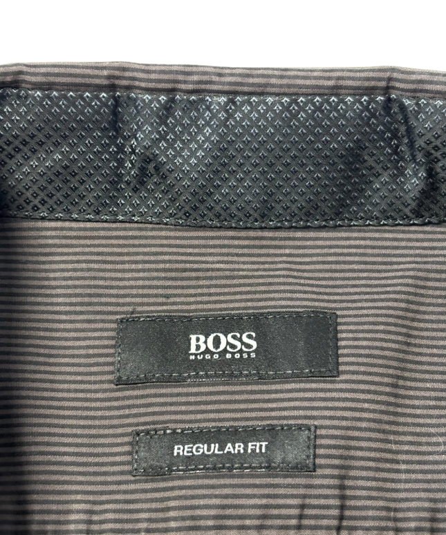 BOSS Regular Fit Grey Micro-Stripe Long Sleeve Shirt