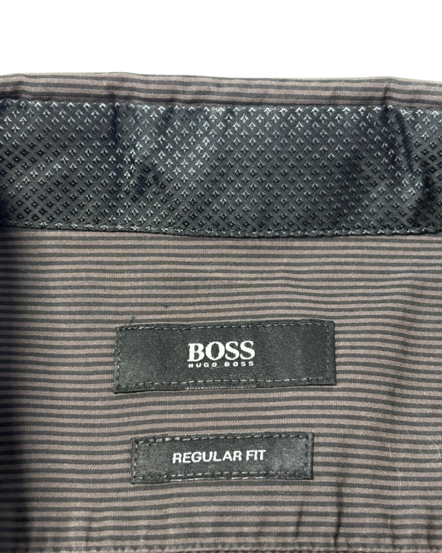 BOSS Regular Fit Grey Micro-Stripe Long Sleeve Shirt