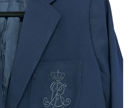 Ralph Lauren Navy Blue Crested Wool Blazer