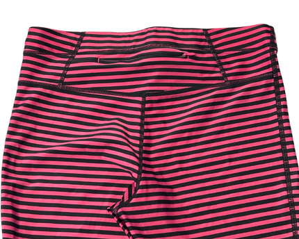 Roxy Pink/Black Striped Tropical Detail Athletic Leggings