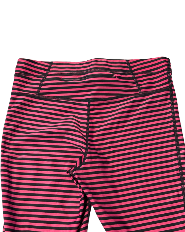 Roxy Pink/Black Striped Tropical Detail Athletic Leggings