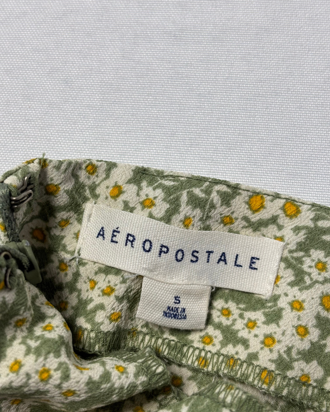 Aeropostale Green Floral Daisy Print Mini Skirt