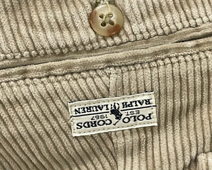 Polo Ralph Lauren Beige Pleated Corduroy Pants