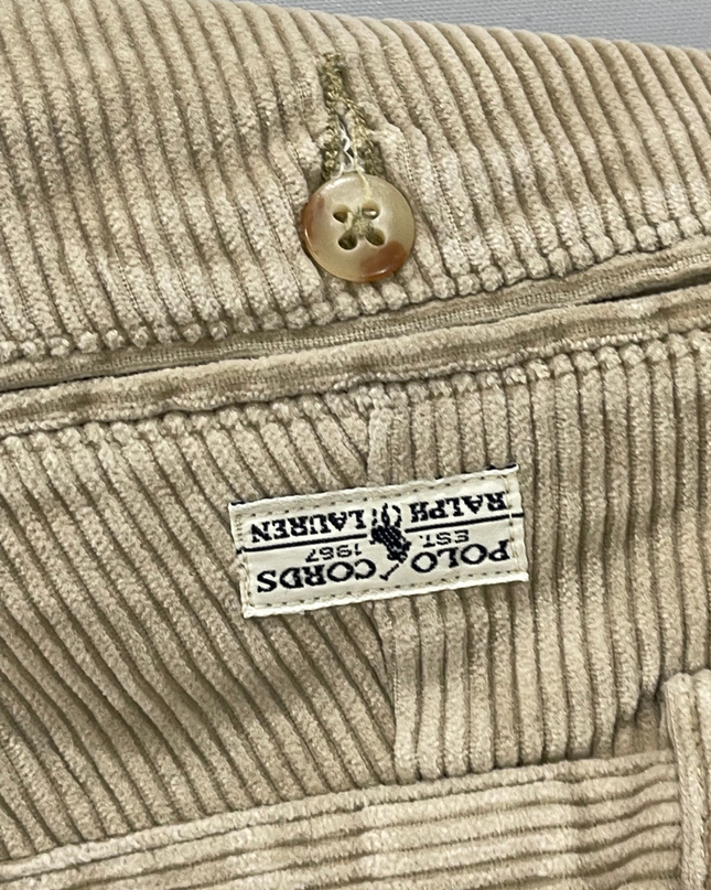 Polo Ralph Lauren Beige Pleated Corduroy Pants