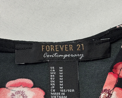 Forever 21 Black Floral Print Sleeveless Top