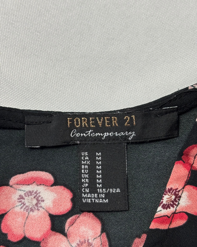 Forever 21 Black Floral Print Sleeveless Top