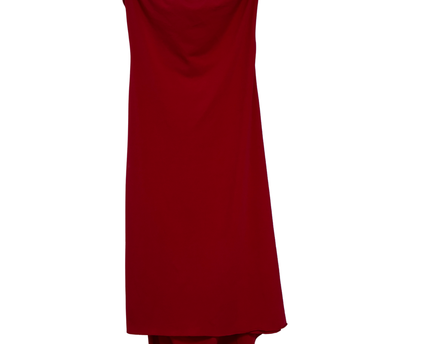 Le Chateau Red Ruched Asymmetrical Cowl Neck Party Dress