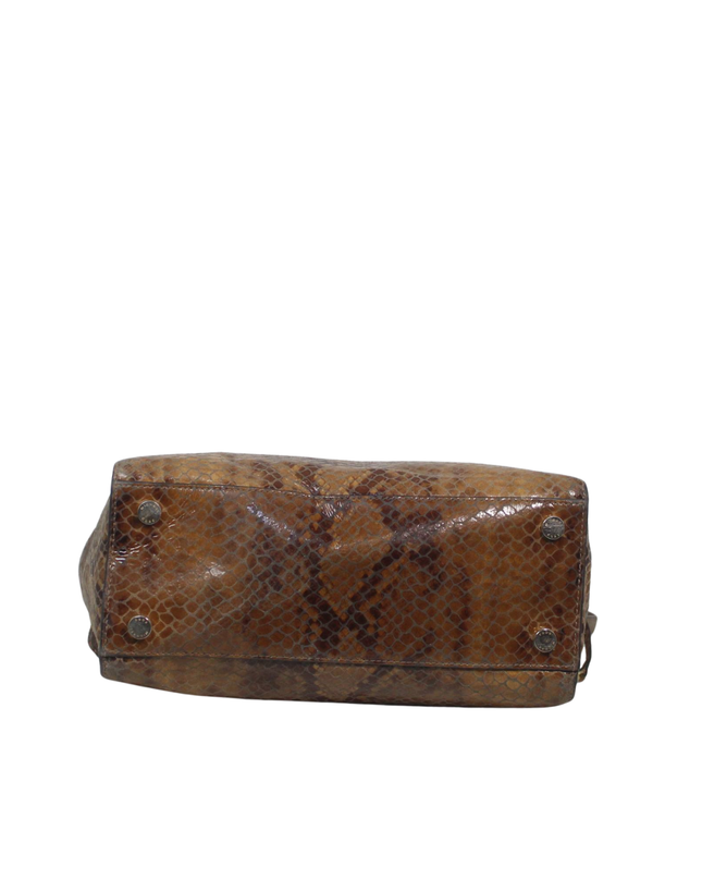 Michael Kors Brown Snakeskin Print Satchel Bag