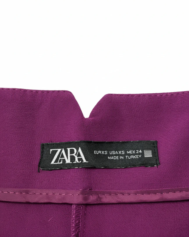 ZARA Purple High-Waisted Straight Leg Trousers