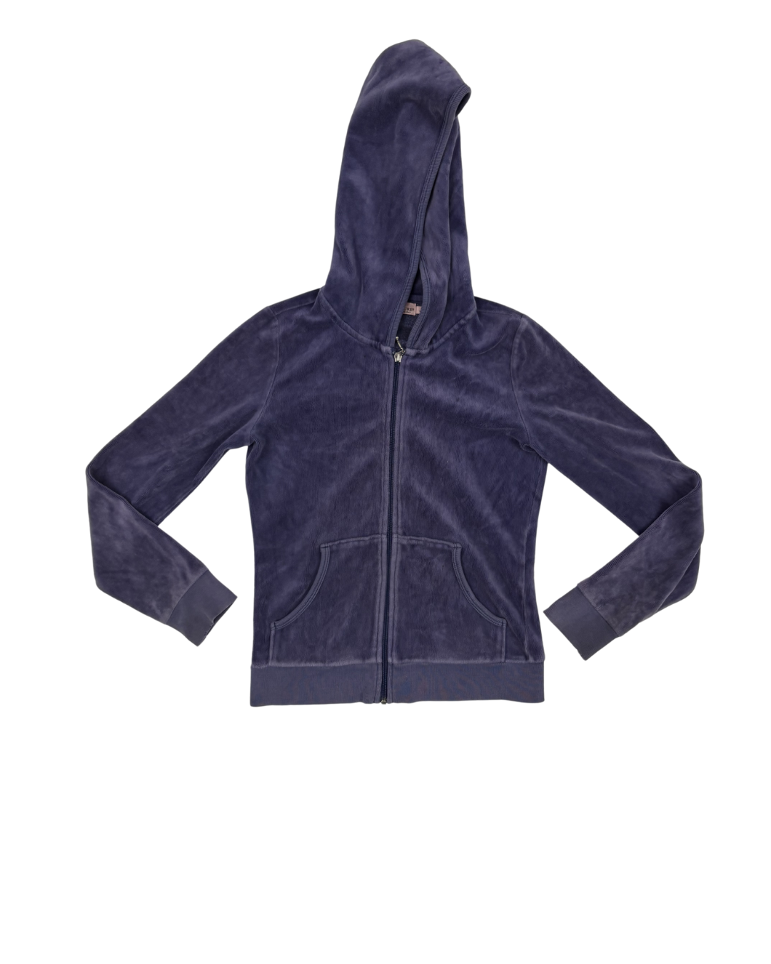 Juicy Couture Faded Navy Velour "Live For Juicy" Graphic Hoodie - XXS