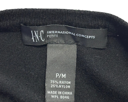 INC International Concepts Black Peplum Short Sleeve Top