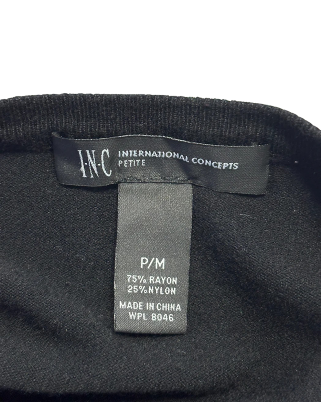 INC International Concepts Black Peplum Short Sleeve Top