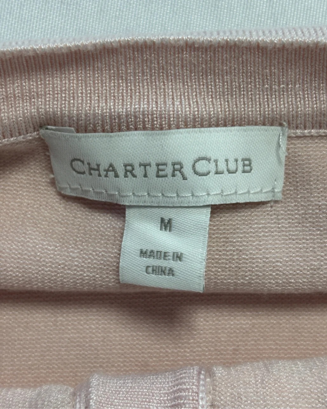 Charter Club Pink Floral Lace Overlay Button-Up Cardigan