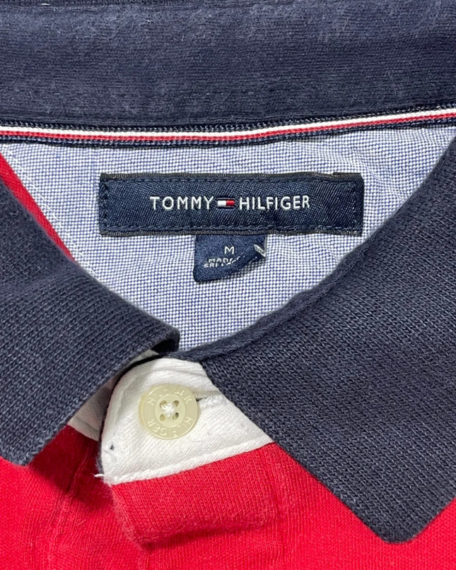 Tommy Hilfiger Red Color-Block Stripe Polo Shirt