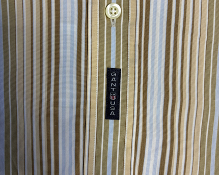 Gant Tan Striped Park 80's Poplin Dress Shirt