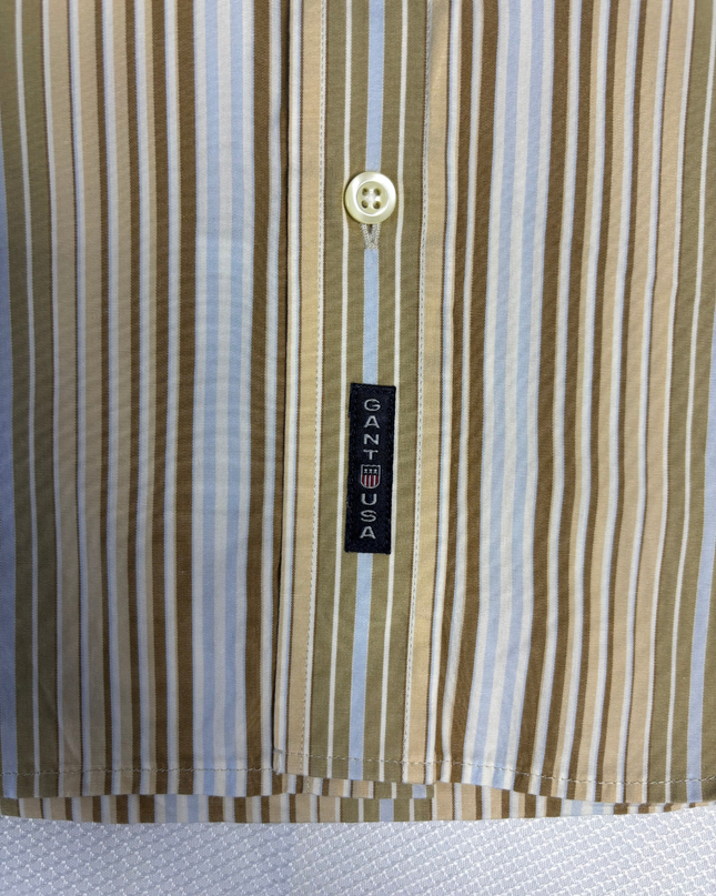 Gant Tan Striped Park 80's Poplin Dress Shirt