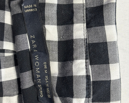 Zara Woman Studio Black and White Gingham Check Oversized Shirt