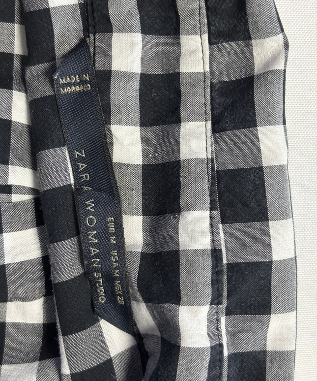 Zara Woman Studio Black and White Gingham Check Oversized Shirt
