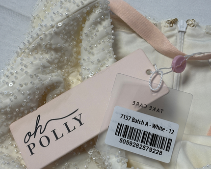 Oh Polly White Beaded Strapless Mini Dress W/Tags