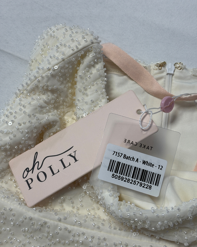 Oh Polly White Beaded Strapless Mini Dress W/Tags