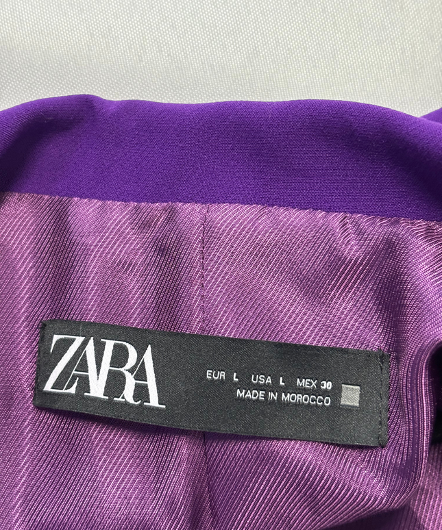 Zara Purple Double-Breasted Tailored Blazer